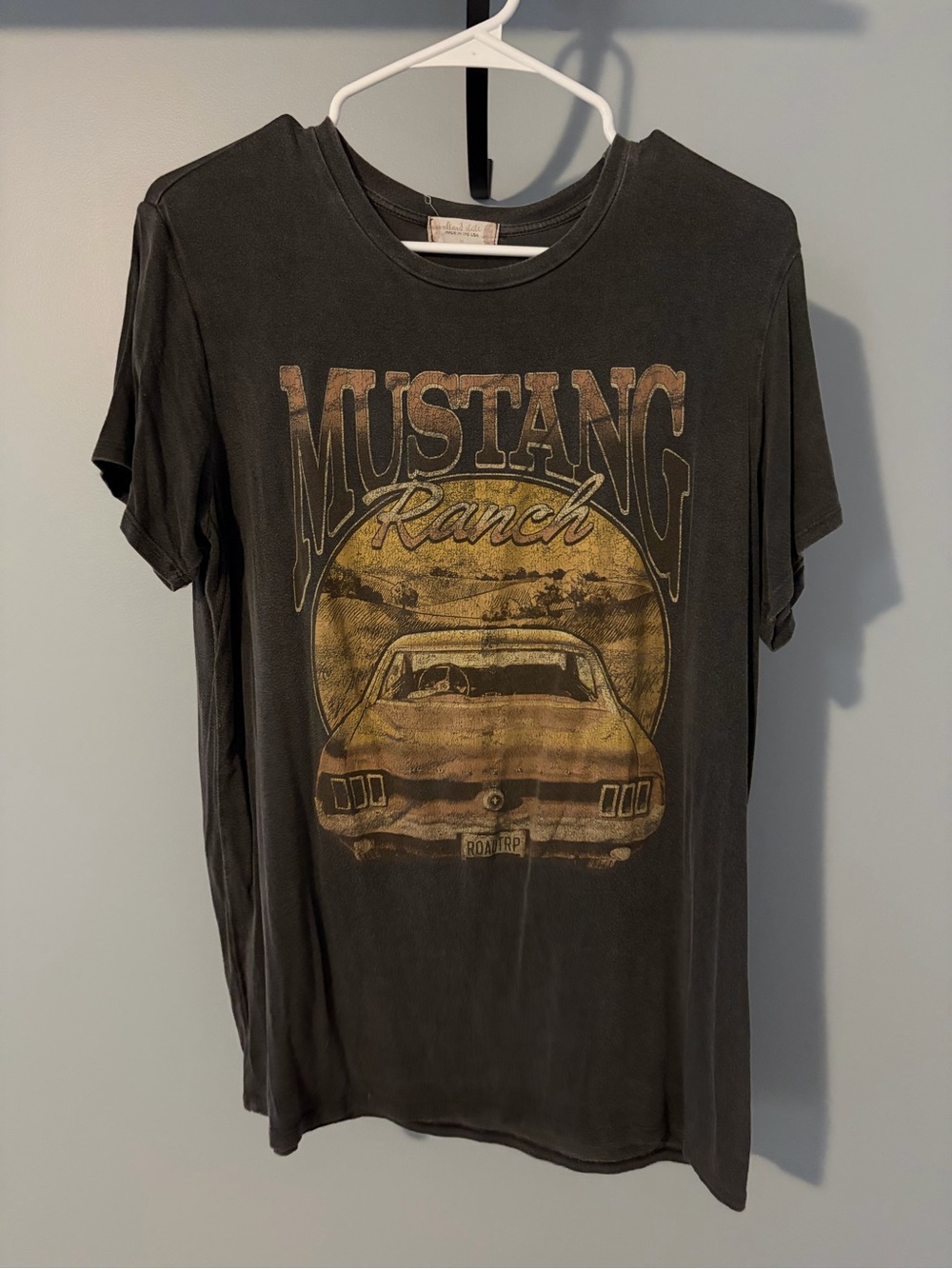 Altar'd State Charcoal Black Mustang Ranch Graphic Tee